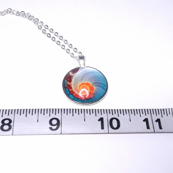 Ocean Swirl Shell 20" Necklace Glass Cabochon, NEW - Picture 4 of 5